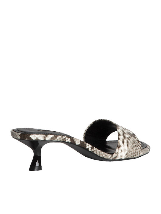 Mules with Low Heel in Beige Colour