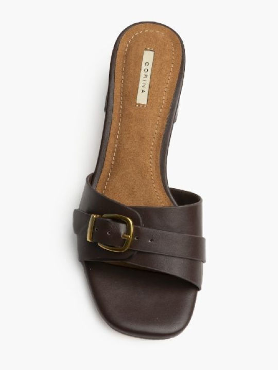 Mules with Low Heel in Brown Colour