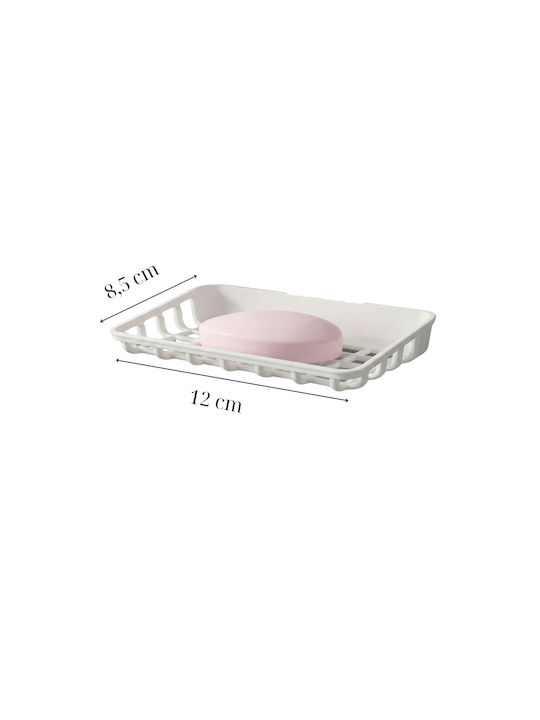 Femmit 2 Pcs Self-Adhesive Bathroom & Kitchen Soap Dish White Without Drilling Durable Waterproof Soap & Sponge Holder Drainage 12 X 8.5 Cm White