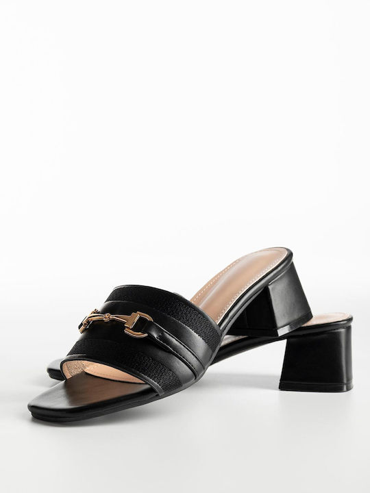 Mules With Chunky Low Heel In Black Colour K26-308-YT110-BLACK