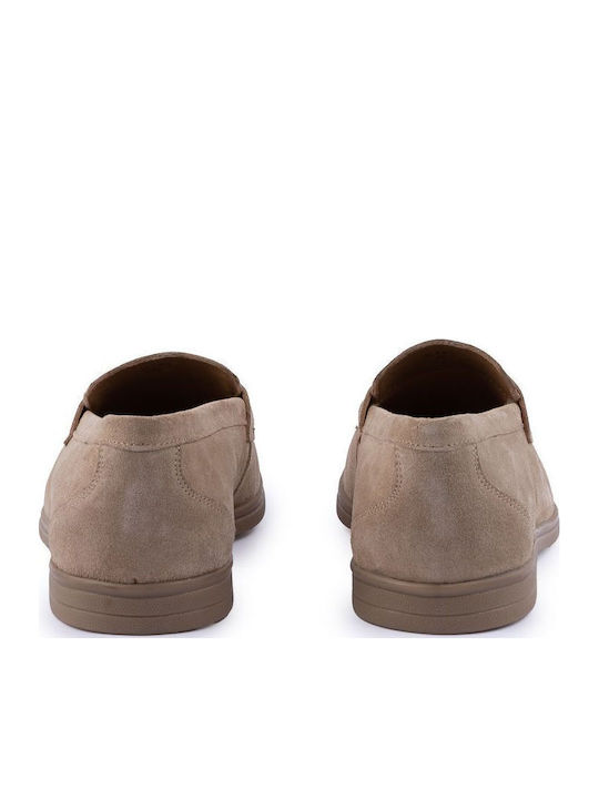 Suede Men's Loafers In Beige Color