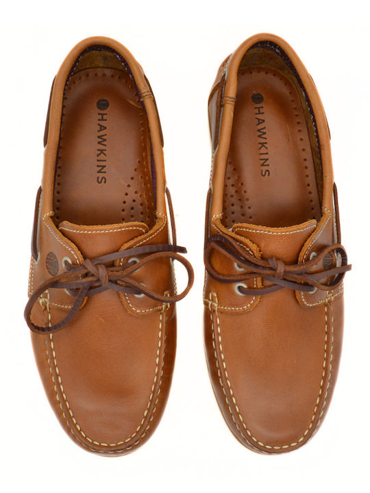 Leather Men's Boat Shoes in Tabac Brown Colour 3000P-2 TAMPA W.S.