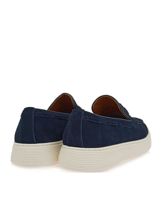 Suede Men's Loafers in Blue Colour