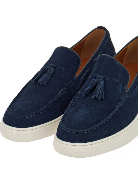 Suede Men's Loafers in Blue Colour