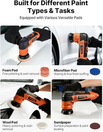 Vevor Περιστροφικός Αλοιφαδόρος 600W με Ταχύτητα 1000-4500rpm & Ρύθμιση Στροφών
