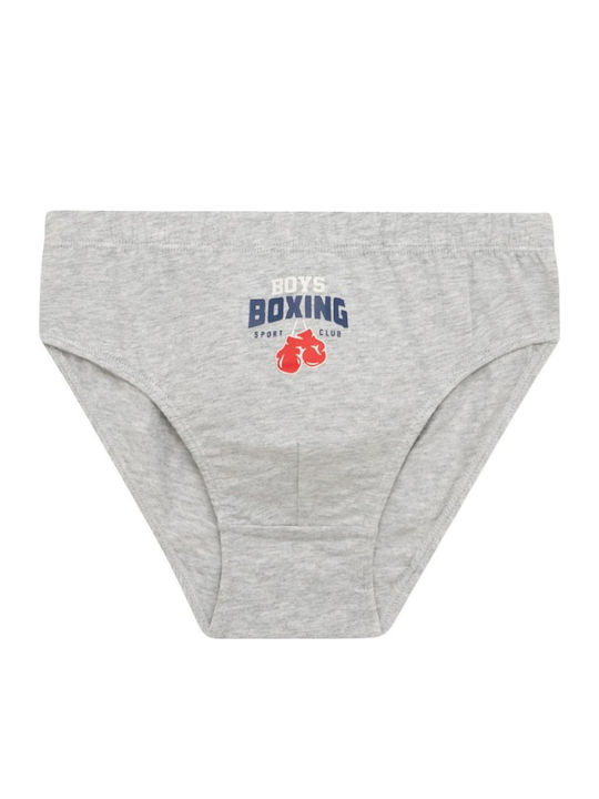 Minerva Boxing Σετ Παιδικά Βρακάκια 3τμχ Πετρόλ-σιελ-γκρι Μελανζέ