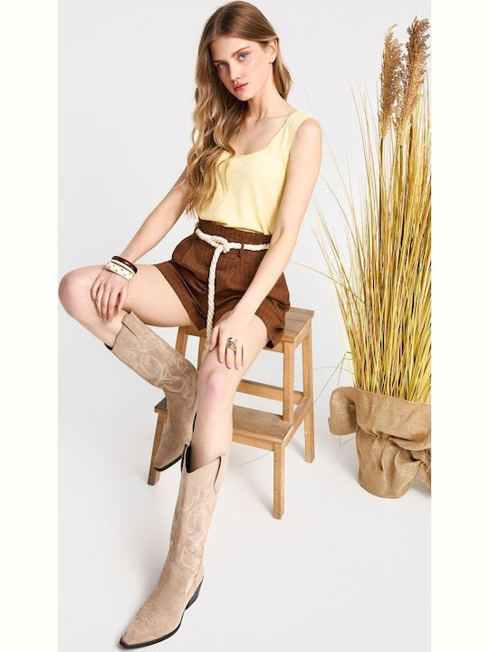 Дамски Шорти Кафяви FBL013-118-03-Regular Fit