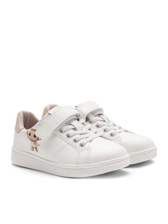 Casual Sort Italian Brainrot Ballerina Cappuccina Kids Sneakers with Hoop & Loop Closure White