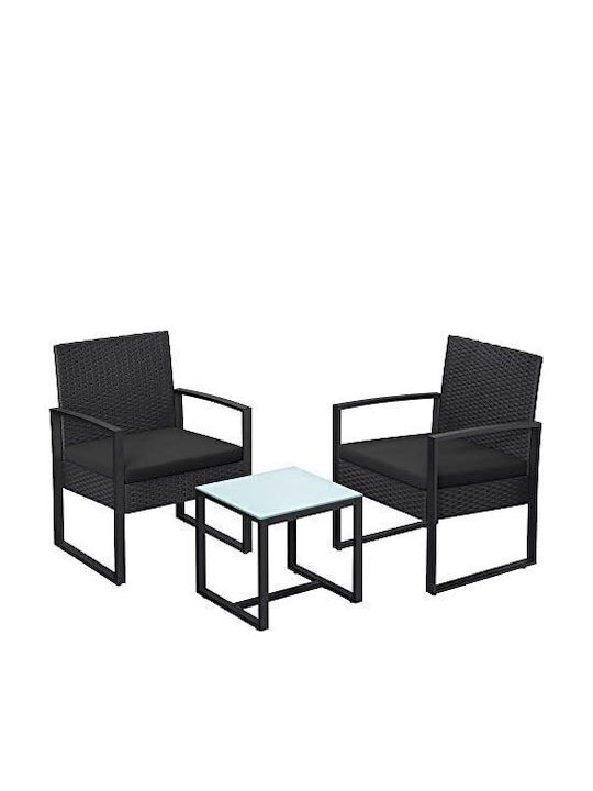 Living Room Set For Small Outdoor Spaces 3 Pieces Black
