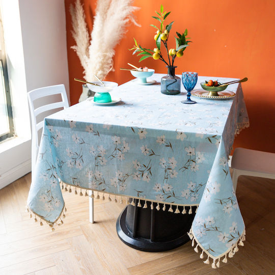 FRIPIA FRIPIA Leinen Tischdecke Hellblau 140x220cm FRIPIA FRIPIA Leinen Tischdecke Hellblau 140x220cm