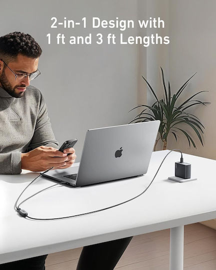 Anker USB към Type-C Кабел Черен 1.2m A8895H11