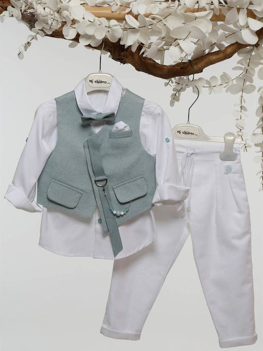 Mi Chiamo Baptism Suit with Vest for Boys Green A4752