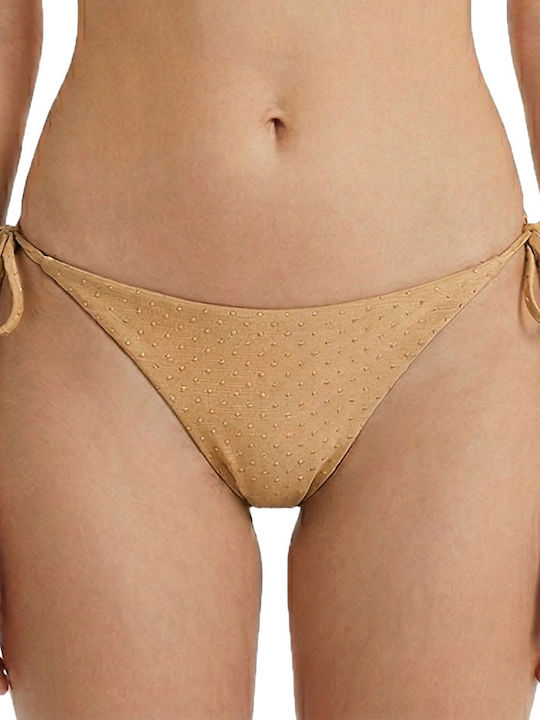 Γυναικείο Μαγιό Brazilian Τριγωνάκι Gold Dots Μπεζ