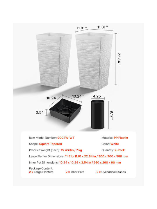 Vevor Set of 2 White Plastic Planter Boxes
