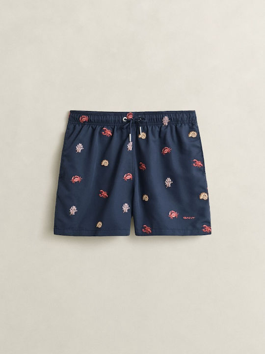 Men's Swimwear Shorts Navy Blue with Patterns