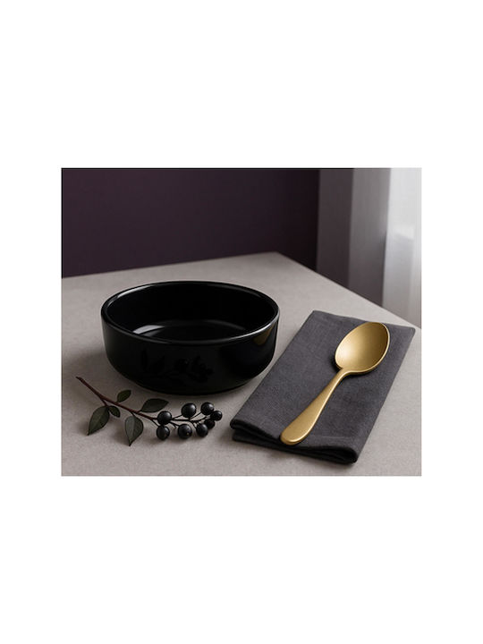 Round Black Porcelain Serving Bowls Diameter 15cm 2 Pieces