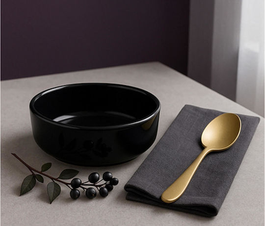 Round Black Porcelain Serving Bowls Diameter 15cm 2 Pieces