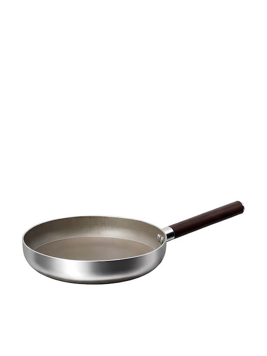 Cheffinger 20cm Induktionspfanne mit Antihaftbeschichtung Holzoptik Griff Silber
