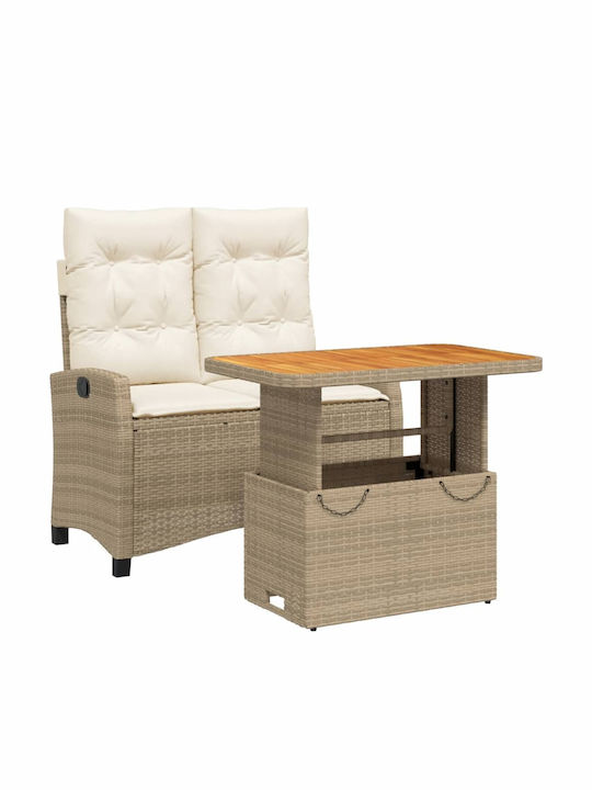 Garden & Outdoor Furniture Sets Dining Room Set 2 Pieces Beige with Pillows