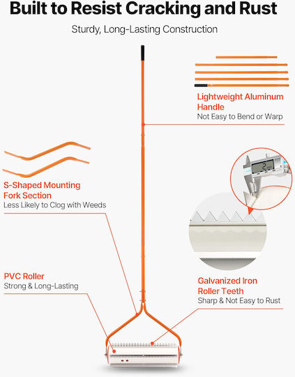 Vevor Lake Weed Roller Lake Weed Removal Tool Garden Pond 18 Ft Root Mud Stirrer Muck Razer 6 Preassembled Blades Stainless Steel 5 Aluminum Handles Hbccgtjcxpvcry036002v0