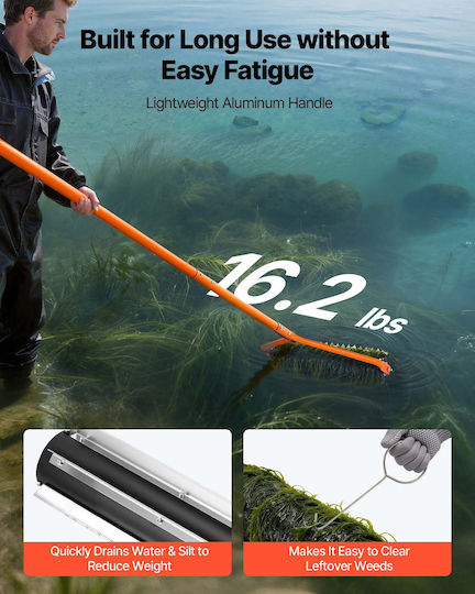 Vevor Lake Weed Roller Ανοξείδωτο Εργαλείο 4,3 Μ Απομάκρυνση Ζιζανίων Ριζών Λάσπης Λίμνες Λιμνούλες 6 Προσυναρμολογημένες Λεπίδες 4 Λαβές Αλουμινίου Hbccgtjcxbxgyznxt002v0