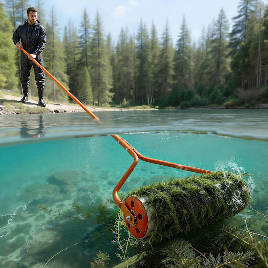 Vevor Lake Weed Roller Lake Weed Removal Tool Garden Pond 18 Ft Root Mud Stirrer Muck Razer 6 Preassembled Blades Stainless Steel 5 Aluminum Handles Hbccgtjcxpvcry036002v0