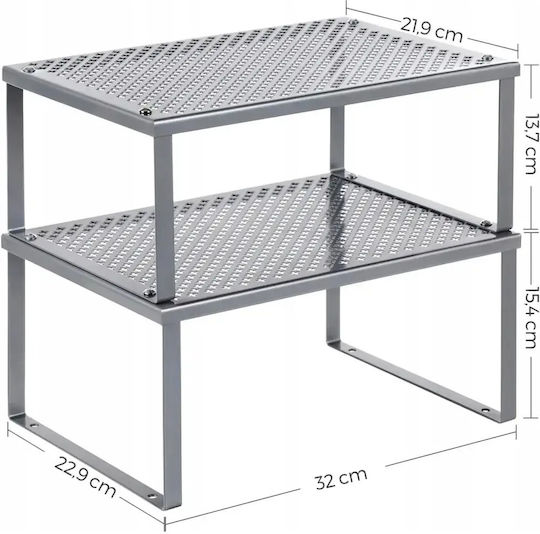 Songmics Metal Cabinet Shelf 32 cm 2-Piece Silver