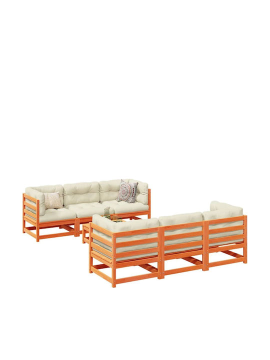 Set Cameră De Zi Pentru Exterior 7 Piese Maro Cu Perne