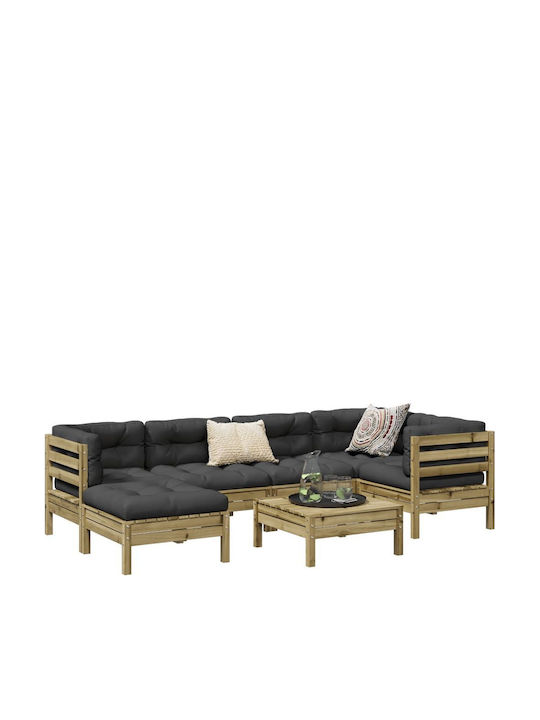 vidaXL Garden & Outdoor Furniture Set 7 Pieces Anthracite with Pillows