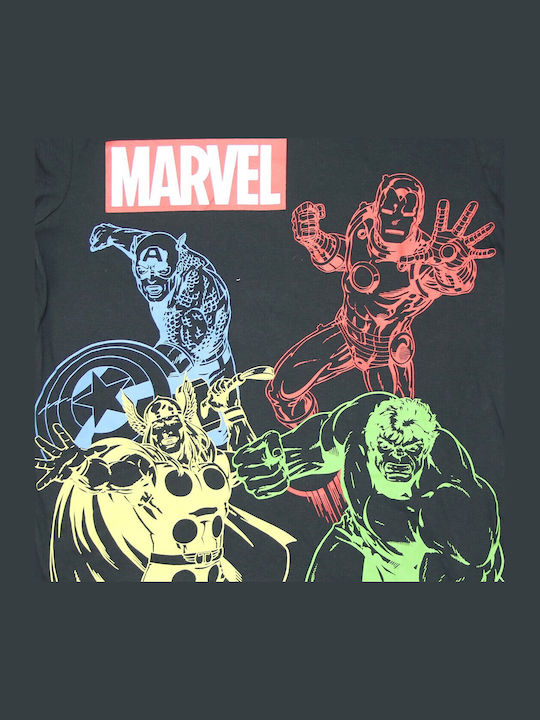 Ανδρική Κοντομάνικη Μπλούζα Marvel Avengers "earth's Mightiest Heroes" – Μαύρη 100% Βαμβάκι Ye35031 Μαύρο