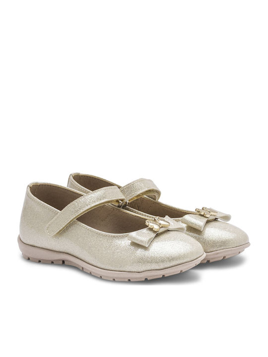 Kids Ballerinas with Hoop & Loop Closure Gold