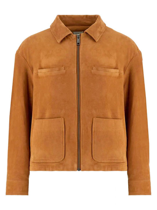 Damen Wildleder Biker Jacke Tabac