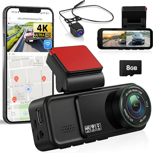 Set Cameră DVR Auto 4K cu Ecran Wi-Fi GPS și Cameră Marsarier