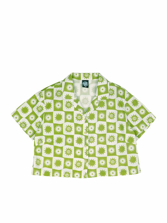 Women's Crop Cotton Short Sleeve Top Green