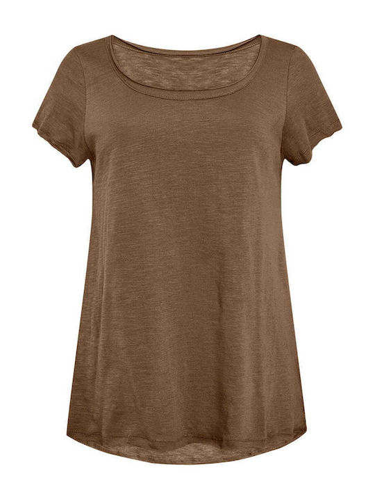 Celestino T-shirt Καμπύλη Στο Τελείωμα Loose Fit Καφέ