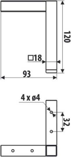 Roline 208 Picior de Mobilier din Oțel Negru Mat 93x120mm