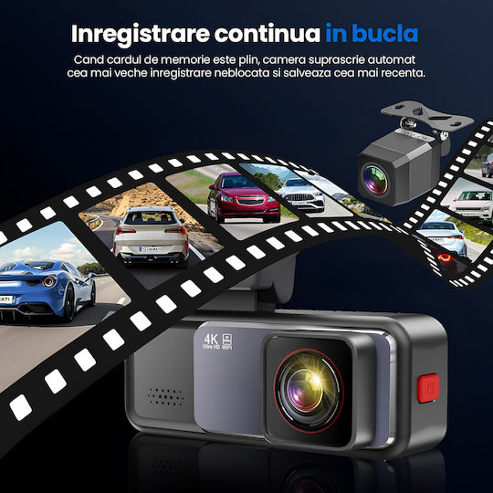 Cara Set Cameră DVR Auto 4K Wi-Fi GPS și Cameră Marșarier