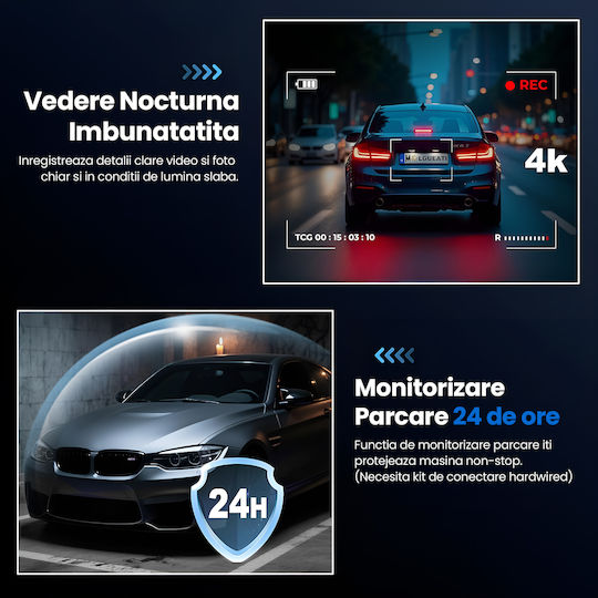 Cara Set Cameră DVR Auto 4K Wi-Fi GPS și Cameră Marșarier