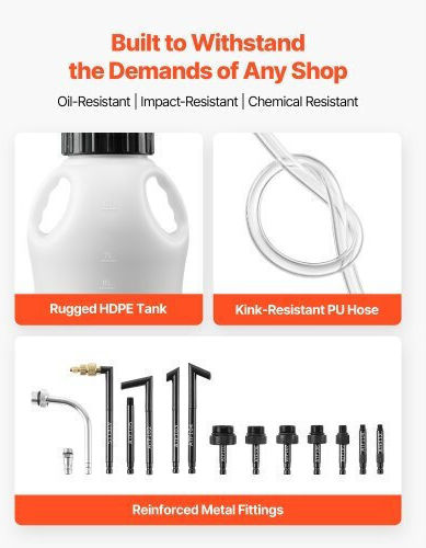 Vevor Transmission Fluid Pump 8 L Capacity Pneumatic Oil Fluid Extractor Atf Refill Dispenser Transfer Pump Wit 15 Atf Adapters Oil Extractor Dispenser Hdpe Tank Cars Boats
