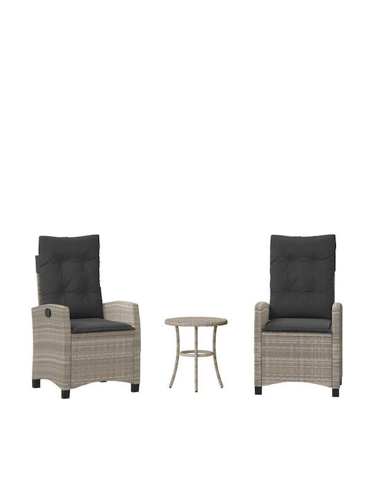 Bistro 3-Piece Living Room Set for Small Outdoor Spaces Light Gray with Pillows