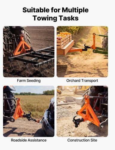 Vevor 3 Point Trailer Hitch 50.8 Mm Receiver 3 Pt Quick Hitch Attachment 3 Trailer Balls Tractor Tow Drawbar Adapter Category 1 Kubota Mahindra Ford Yanmar John Deere Massey Ferguson