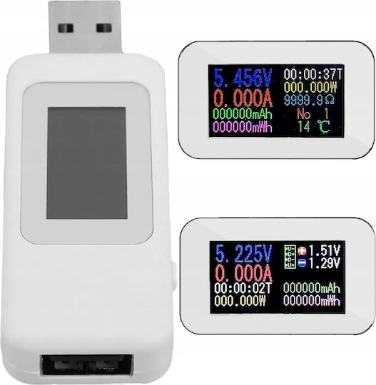 Zola Tester Digital Usb Volmetru Ampermetru 4-30v 0-5.1 A Metru Încărcare Ecran Lcd Alb