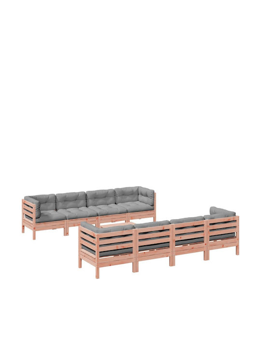 vidaXL Garden & Outdoor Furniture Sets Living Room Set 9 Pieces Grey with Pillows