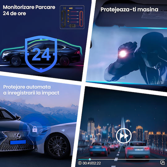 Set Cameră DVR Auto 1440P cu Ecran Wi-Fi și Cameră de Marșarier