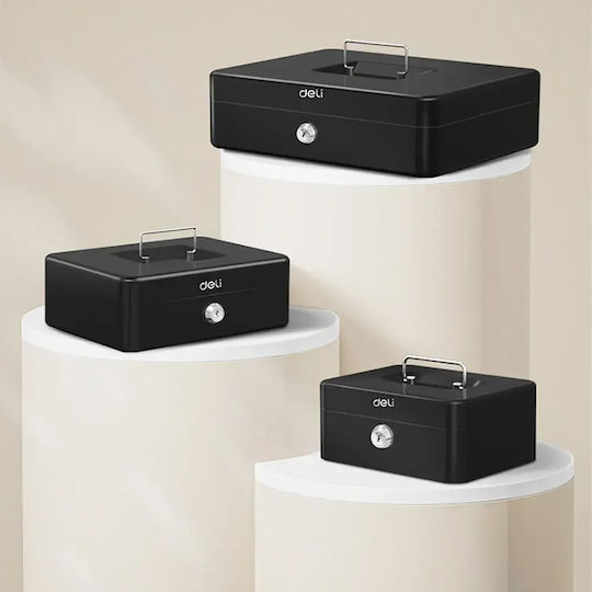 Deli Cash Box with Lock ET505 Black