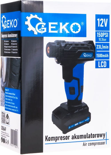 Geko Τρόμπα Αυτοκινήτου 150PSI Επαναφορτιζόμενη με Μπαταρία 12V