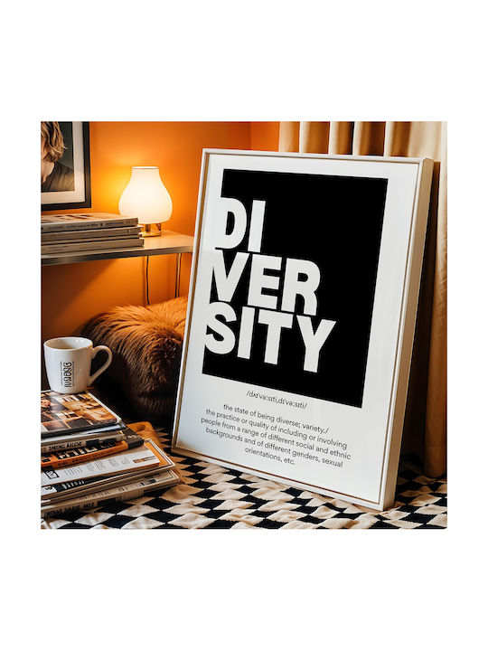 Quote Poster Diversity Pq194 60cm X 90cm Natural Wooden Frame Beige