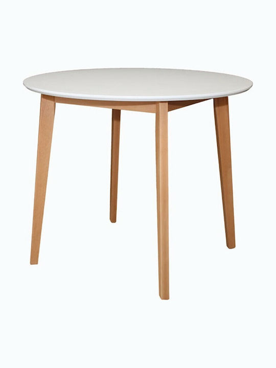Max S Правоъгълна Кухненска Масa Масивно Дърво Бяла 90x90x75см