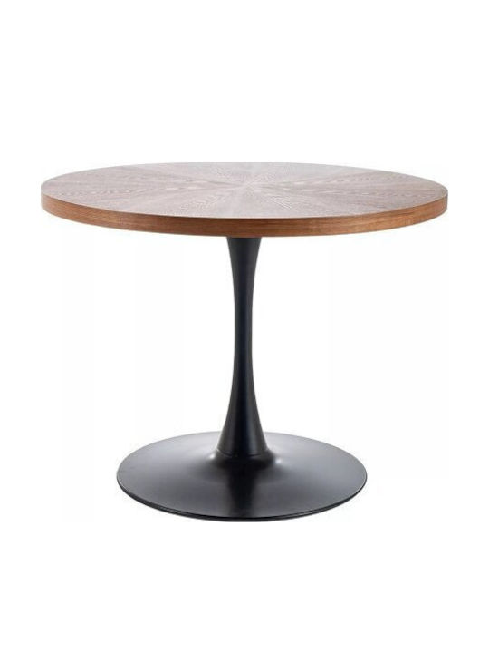 Detroit 485 Round Table Dining Room Wooden Walnut, Black 76x76cm