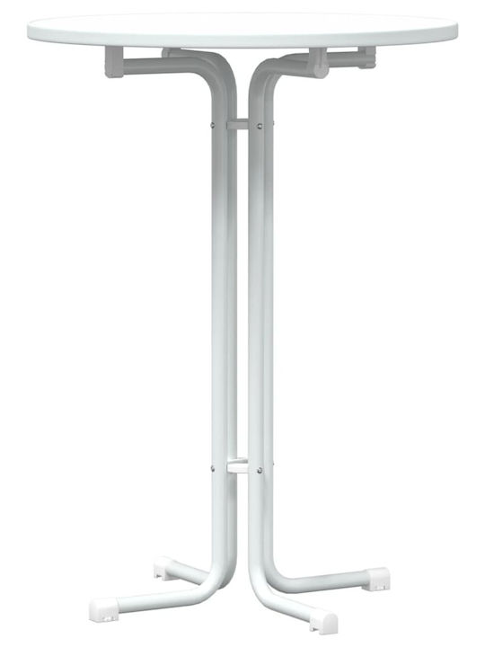 Round Table Bar Collapsible Wooden with Metal Frame White 80x80x110cm